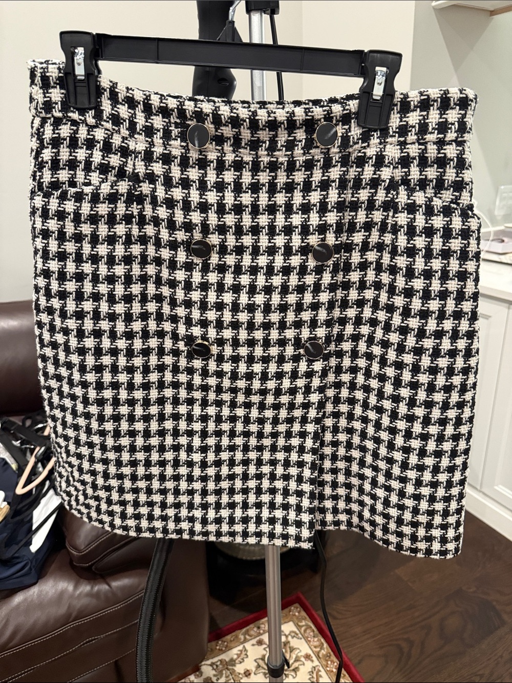 Talbots Black and White Houndstooth Mini Skirt